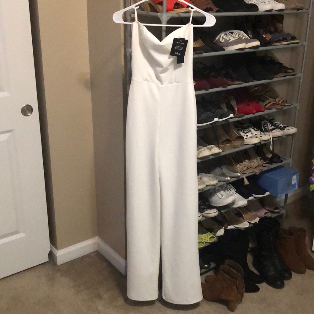 Edith White Strapless Jumpsuit